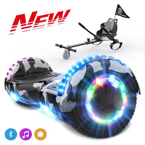 Hitway Pack De Hoverboard Gyropode Camouflage 6.5 Pouces Et Hoverkart, Avec Haut-Parleur Bluetooth-Musique Et Lumières Led, Pour Les Enfants Et Adulte