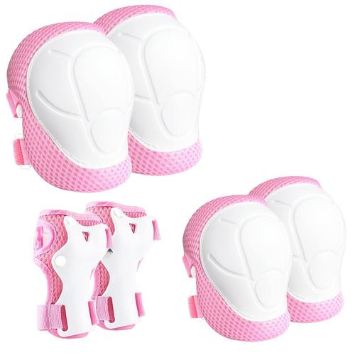 Genouillères Pour Enfants Genouillères Et Coudières Ensemble D'équipement De Protection Pour Enfants Filles Garçons 2-7ans(Rose)