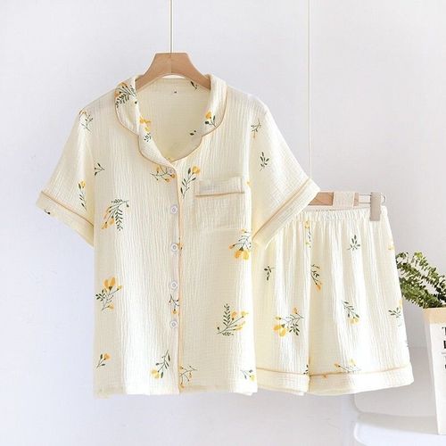 Vêtements De Nuit Mignons D'impression De Tulipe Pour Femmes,Pyjamas D'été Pour Femmes,2023 Coton,Gaze,Ensemble De 2 Pièces,Vêtements De Nuit,Pyjamas,Vêtements De Détente,