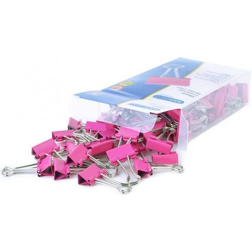 Pinces À Clip - Rose - 19mm - Accessoires De Bureau - Boîte De 80 Unités
