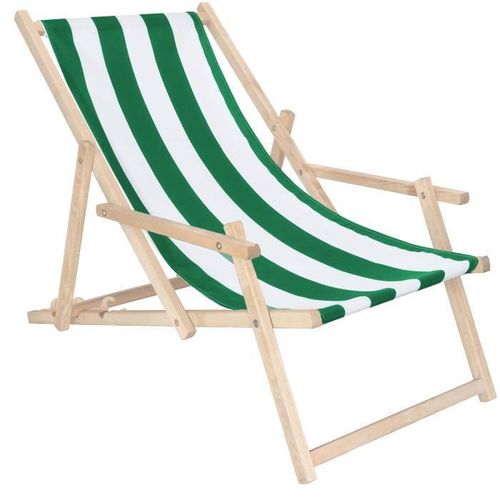 Springos® Transat De Jardin Chaise Longue Pliante En Bois Avec Accoudoirs
