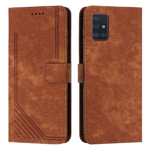 Coque Pour Samsung Galaxy A71 5g,Etui De Samsung Galaxy A71 5g Premium En Cuir Pochette Protection,Étui Pour Samsung Galaxy A71 5g Portefeuille Rabat Clapet Case,Marron