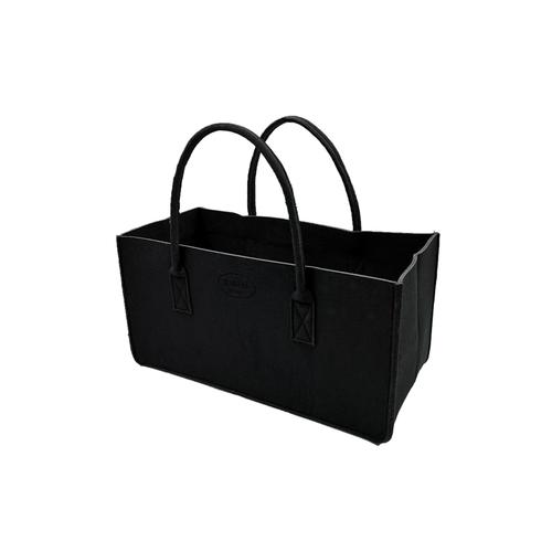 Sac cabas en feutre 50*25*25 cm bicouleur noir résistant RAIKOU. Panier porte bûche, sac de courses, sac de pique nique, sac de plage Raikou