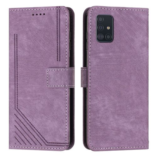 Coque Pour Samsung Galaxy A71 5g,Etui De Samsung Galaxy A71 5g Premium En Cuir Pochette Protection,Étui Pour Samsung Galaxy A71 5g Portefeuille Rabat Clapet Case,Violet