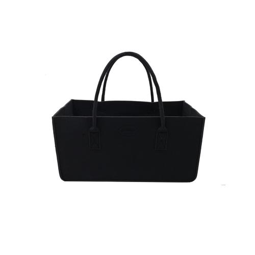 Sac cabas en feutre 50*34*27 cm noir résistant RAIKOU. Panier porte bûche, sac de courses, sac de pique nique, sac de plage Raikou