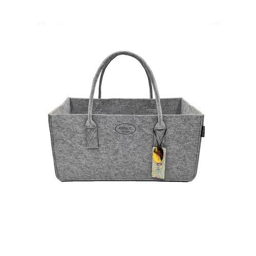 Sac cabas en feutre 50*34*27 cm gris résistant RAIKOU. Panier porte bûche, sac de courses, sac de pique nique, sac de plage Raikou