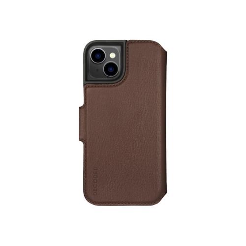 Decoded - Étui À Rabat Pour Téléphone Portable - Premium Ecco Aniline Leather - Brun - Pour Apple Iphone 14