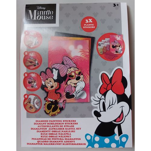 Minnie Mouse - Kit Réalisation 3 Autocollants À Décorer En Diamond Painting