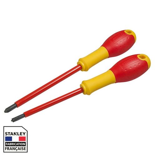 Jeu de 2 tournevis STANLEY FATMAX borniers isolés 1000V - phillips