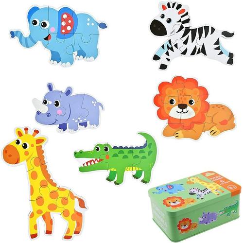 Jouet Puzzle en Bois Puzzle Bébés Animaux Jouets Montessori Enfant 1 2 3 4  5 Ans pour Enfants Puzzles avec BOÎTE pour Stockage Cadeaux pour Garçons  Filles