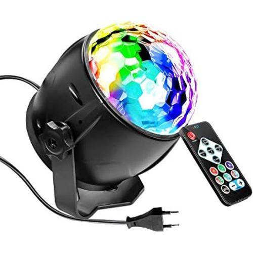 Lampe de Scène pour Disco, 7 RGB Couleur Lumière Fête Commande Sonore Mini  Projecteur Boule Cristal avec Télécommande, pour Fête/Noël/Bar/Club/DJ  Disco