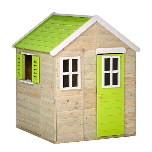 Kangui - Maison De Jardin Enfant Extérieur - Cabane En Bois Avec Plancher - Toit Étanche - Vert Et Blanc