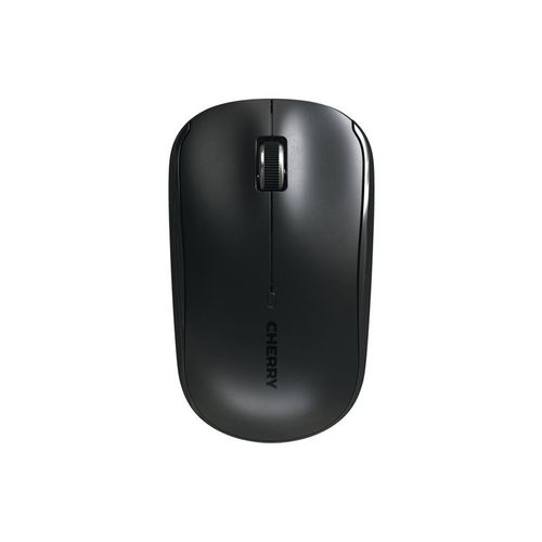 CHERRY MW 2200 - Souris - ergonomique - droitiers et gauchers - optique - 3 boutons - sans fil - 2.4 GHz - récepteur sans fil USB - noir