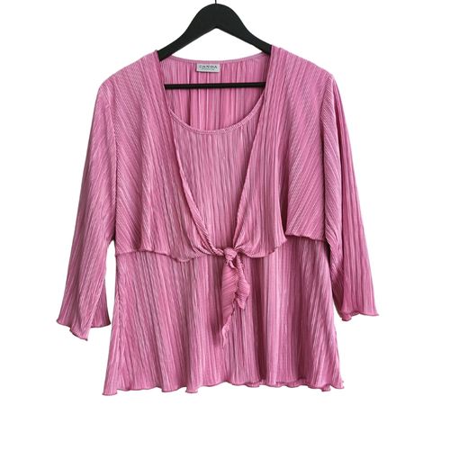 T Shirt. Blouse Rose Satin Plisse. C&a. Canda. Polyester. Taille 46 / 48