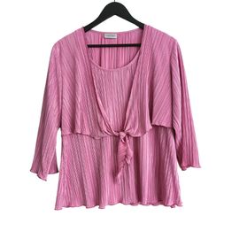 T Shirt. Blouse Rose Satin Plisse. C&a. Canda. Polyester. Taille 46 / 48