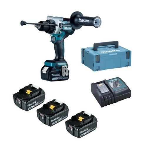 Visseuse-perceuse à percussion 18V MAKITA DHP486RT3J + 3 batteries 5Ah + chargeur rapide + MAKPAC