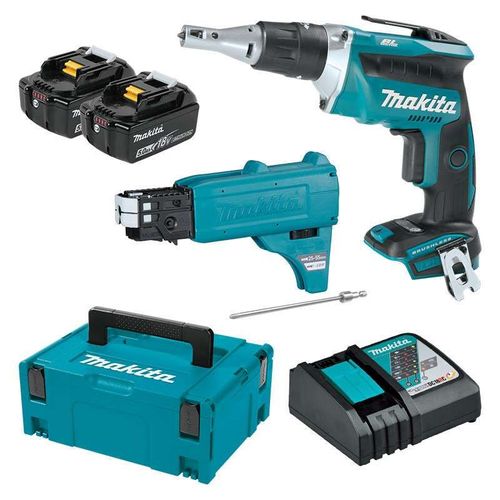 Visseuse automatique à placo MAKITA DFS452TJX2 18V Li-Ion (2x5Ah) à vis en bande (5 x 25 à 55 mm)