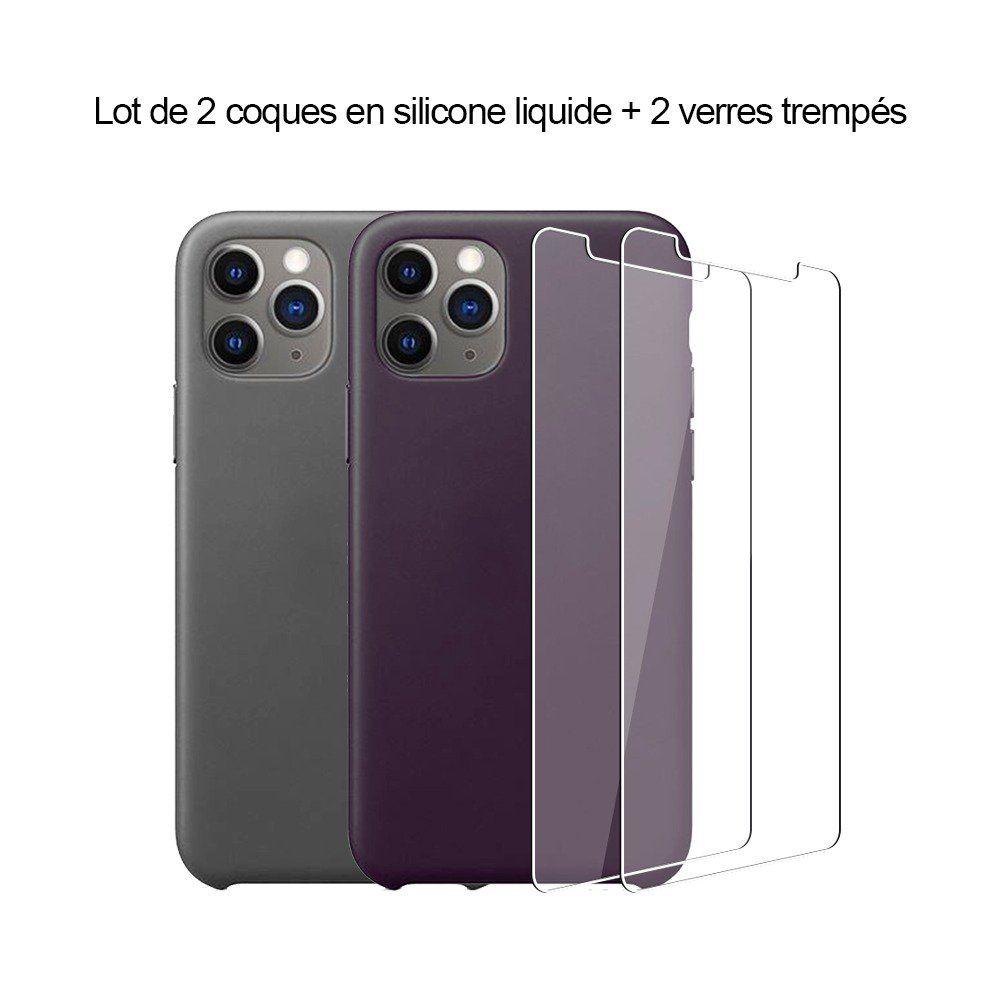 Evetane Coque iPhone 11 Pro Silicone + 2 Vitres en verres trempé