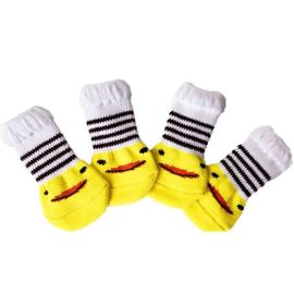 Jolies Chaussures Antidérapantes En Tricot Pour Chien,Pour Chihuahua,Pour L'hiver,Pour L'intérieur,Protège-Pattes,4 Pièces - Type Yellow-S