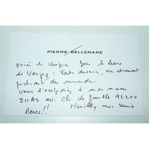 Carte De Visite Autographe De Pierre Bellemare Année 2003