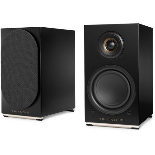 Triangle Enceinte Bibliothèque AIO Twin Enceinte Bluetooth, WiFI, Multiroom (Paire) (Noir Graphite)