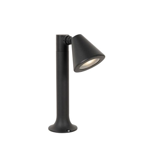 Qazqa Moderne Modern Buiten Paaltje Zwart 30 Cm Ip44 Verstelbaar - Ciara Aluminium /Verre Noir Oblongue / Extérieur / Jardin / Luminaire / Lumiere / Éclairage Gu10 Max. 1 X 35 Watt