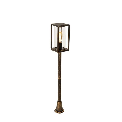Qazqa Industriel /Classique/Antique Vintage Staande Buitenlamp Antiek Goud 100 Cm Ip44 - Charlois Aluminium /Verre Doré/Laiton Oblongue / Extérieur / Jardin / Luminaire / Lumiere / Éclairage...