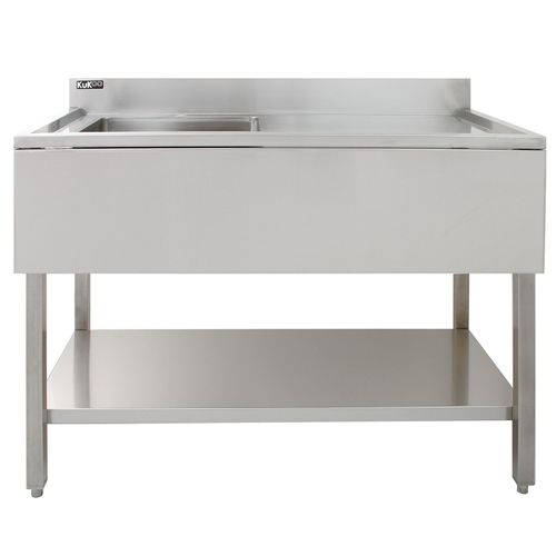 Evier Commercial En Inox À 1 Cuve Avec Egouttoir À Droite- 120 X 60 X 105 Cm - Parfait Pour Restaurant, Cantine, Plonge, Bar, Café, Cuisine Commerciale [Bouchons Inclus]