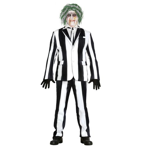 Costume De Fantôme À Rayures Noires Et Blanches Homme - Taille: S (46-48)