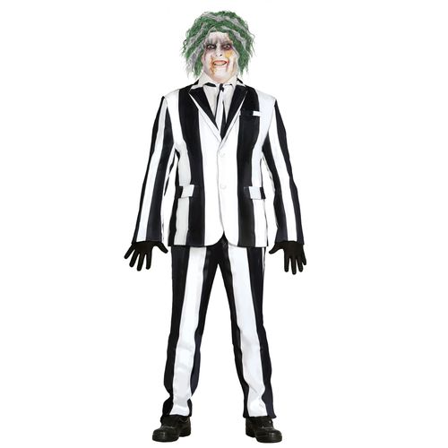 Costume De Fantôme À Rayures Noires Et Blanches Grande Taille Homme - Taille: Xl (54-56)