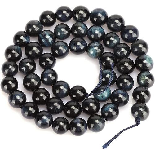 Perles d'Oeil de Tigre, 4mm 8mm Pierre Naturelle Bleue Ronde en Vrac Perle  pour Collier à Faire Soi-Même Bracelet Fabrication de Bijoux(8mm (48  pcs/string))