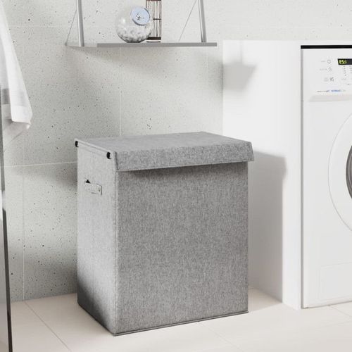 PANIER À LINGE PLIABLE GRIS 51X34,5X59 CM TISSU EN FAUX LIN