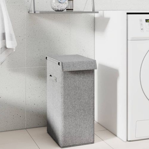 PANIER À LINGE PLIABLE GRIS 26X34,5X59,5 CM TISSU EN FAUX LIN