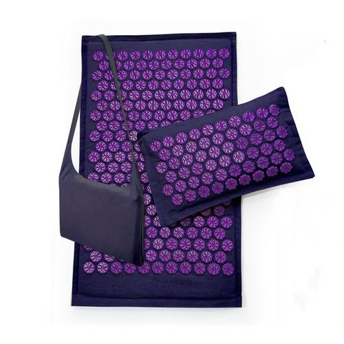 Couleur Violet Taille Tapis Et Coussin De Yoga En Fibres Naturelles De Lin, Coton Et Coco, Matelas De Sport Massage Et Confort, Sac De Transport, Relaxation Et Détente, Oreille De Décompression, Bien-Être