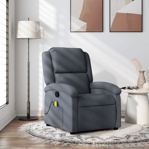 Vidaxl Fauteuil De Massage Inclinable Gris Foncé Velours