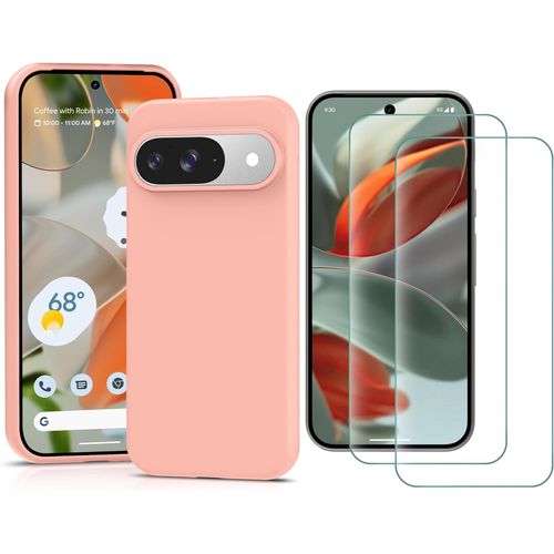 Coque Silicone Rose + 2 Verres Trempes Pour Google Pixel 9 / 9 Pro Little Boutik©