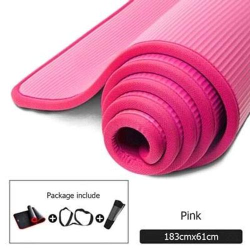 Couleur Rose Taille Tapis De Yoga Antidérapant Nbr Pour Femmes, 10mm D'épaisseur, Accessoire De Sport, Pilates, Pour Débutant