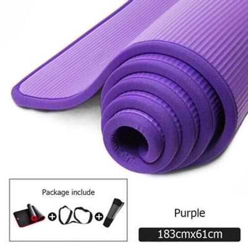 Couleur Violet Taille Tapis De Yoga Antidérapant Nbr Pour Femmes, 10mm D'épaisseur, Accessoire De Sport, Pilates, Pour Débutant