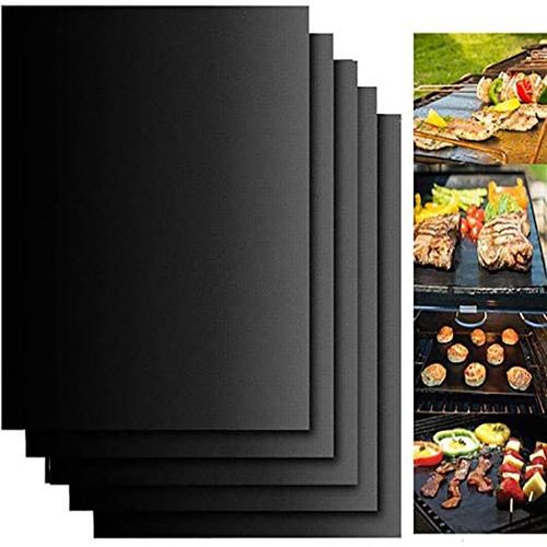 Set De 5 Tapis De Cuisson Tapis Bbq Barbecue Plaque Feuille De Cuisson Four 40 33cm Pour Barbecue Gaz Charbon Électrique