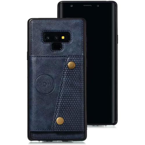 Coque Samsung Galaxy Note 9, Etui En Cuir De Téléphone Avec Emplacement De Cartes Coque + Film De Protection D¿Écran Téléphone Portable Stand Housse Pour Samsung Galaxy Note 9, Bleu