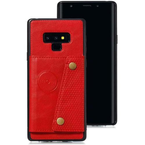 Coque Samsung Galaxy Note 9, Etui En Cuir De Téléphone Avec Emplacement De Cartes Coque + Film De Protection D¿Écran Téléphone Portable Stand Housse Pour Samsung Galaxy Note 9, Rouge