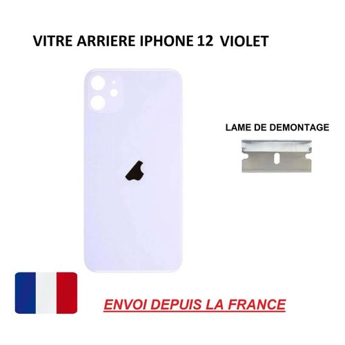 Vitre Arrière Compatible Iphone 12 Violet 6.1 Qualité Origine En Verre Coque Cache Batterie Double Face Adhésif Lame De Démontage