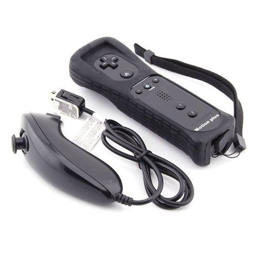 Manette Wii Motion Plus Noire + Nunchuck Noir + Protection Silicone - Nintendo Wii