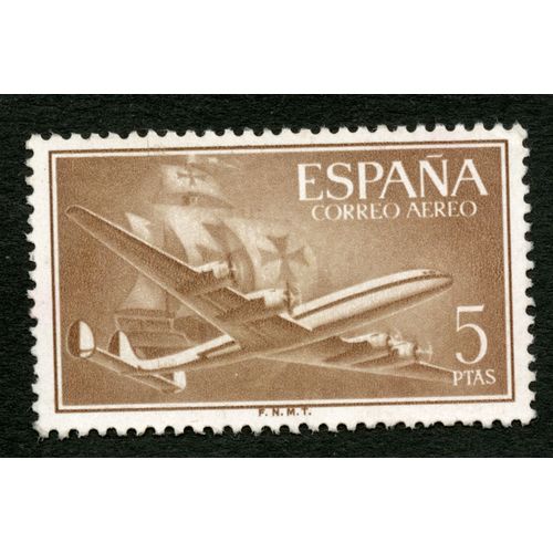 Timbre Oblitéré Espana, Correo Aereo, 5 Ptas