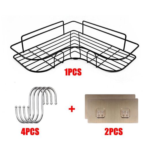 Étagère de salle de bain,support de rangement de shampooing panier de bain suspendu porte-cosmétique en fer sans poinçon cuisine organisateur d'assaisonnement accessoires - Type 1 set Black-01