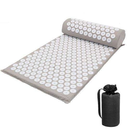 Couleur 2010-Taille Grise Tapis D'acupression Antidérapant, Coussin De Massage, Avec Pointes De Douleur, Fitness, Pilates, Exercice, Sac Cadeau, Applicateur