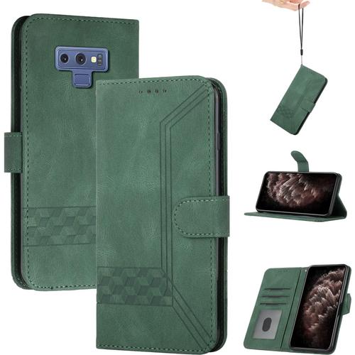 Coque Pour Samsung Galaxy Note 9, Etui Coque Pour Samsung Note 9, Etui Protection Housse En Cuir Pu,Pochette Fermeture Magnétique,Flip Case Etui En Cuir Antichoc Coque Samsung Note 9 Vert