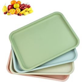 3 Pièces Plateau Plastique Rectangulaire 3 Couleur Plateau De Service Rectangulaire Plateau