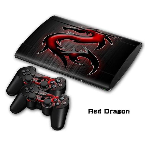 Autocollant En Peau De Dragon Rouge Pour Sony Playstation 3 Slim 4000 Pour Console Et Contrôleur De Ps3 Slim 4000