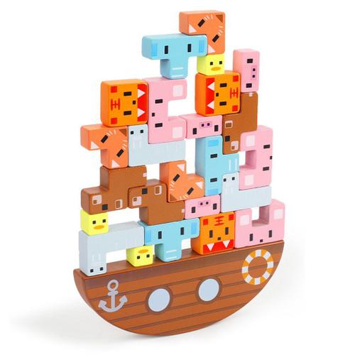 Ensemble De Jouets Éducatifs Montessori En Bois, 24 Pièces/Ensemble, Équilibre Animal Bateau, Empilage, Bloc De Construction Élevé, Jouet Cadeaux Pour Enfants